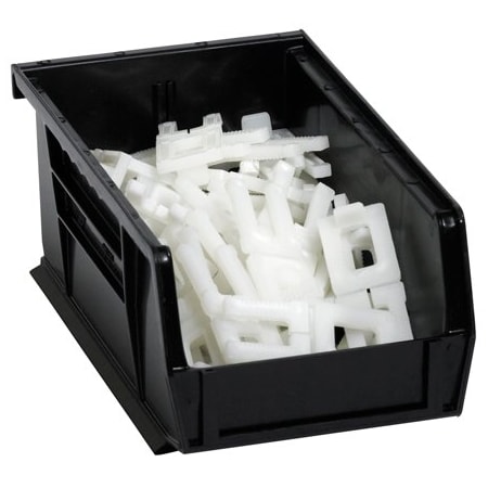 Bsc Preferred 7-3/8 x 4 1/8 x 3'' Black Plastic Stack & Hang Bin Boxes, 24PK BUY00013303